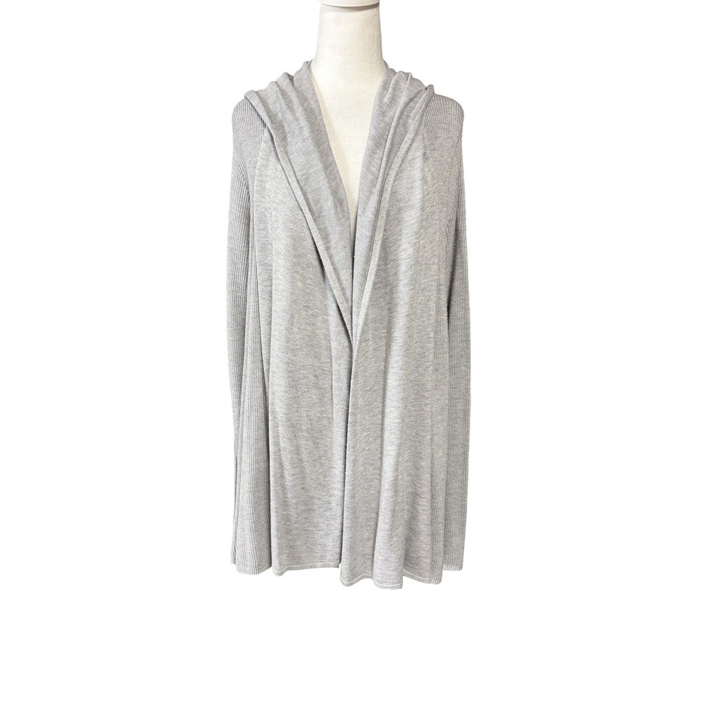 Lululemon Cardigan Sweater Womens 12 Gray Viscose Cashmere Hooded Open Knit